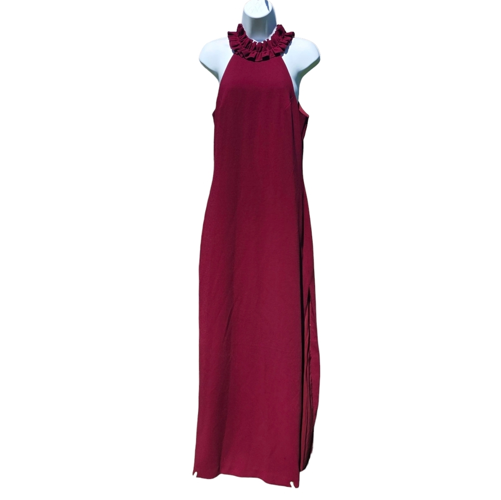 Trina Turk Ruffle Neck Sleeveless Gown- 8